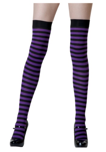 ブラック / Purple Striped Stockings | コスプレ 衣装  仮装 小道具 おもしろい  イベント パーティ 発表会 デコレーション リボン アクセサリー メンズ レディース 子供 おしゃれ かわいい ギフト プレゼント
