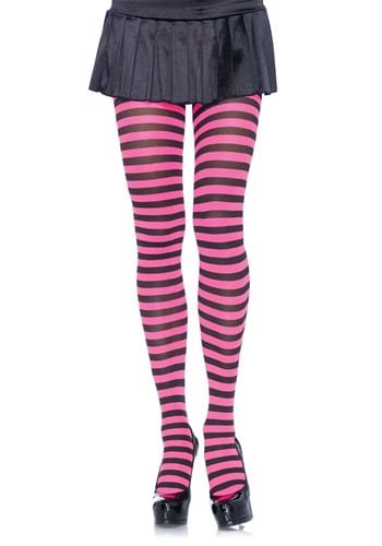 Nylon Tights- ブラック and Pink Striped  | コスプレ 衣装  仮装 小道具 おもしろい  イベント パーティ 発表会 デコレーション リボン アクセサリー メンズ レディース 子供 おしゃれ かわいい ギフト プレゼント