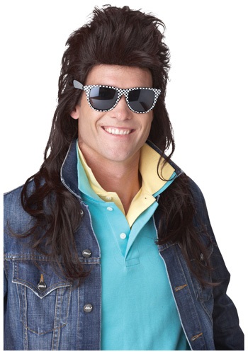 1980年代 ブラウン 茶 茶色 Rock Mullet ウィッグ | コスプレ 衣装  仮装 小道具 おもしろい  イベント パーティ 発表会 デコレーション リボン アクセサリー メンズ レディース 子供 おしゃれ かわいい ギフト プレゼント