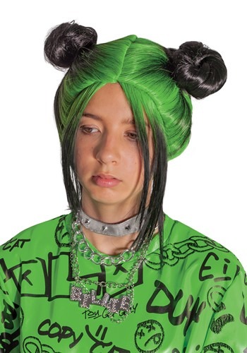 Billie Eilish チャイルド's Green Double Bun ウィッグ | コスプレ 衣装  仮装 小道具 おもしろい  イベント パーティ 発表会 デコレーション リボン アクセサリー メンズ レディース 子供 おしゃれ かわいい ギフト プレゼント