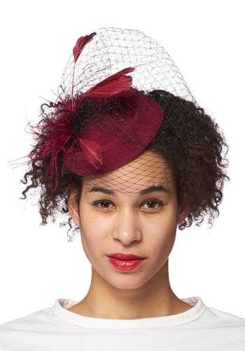 Deep Burgundy Veiled Fascinator | コスプレ 衣装  仮装 小道具 おもしろい  イベント パーティ 発表会 デコレーション リボン アクセサリー メンズ レディース 子供 おしゃれ かわいい ギフト プレゼント