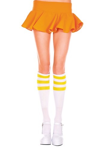 White/Yellow Athletic Knee High Stockings | コスプレ 衣装  仮装 小道具 おもしろい  イベント パーティ 発表会 デコレーション リボン アクセサリー メンズ レディース 子供 おしゃれ かわいい ギフト プレゼント