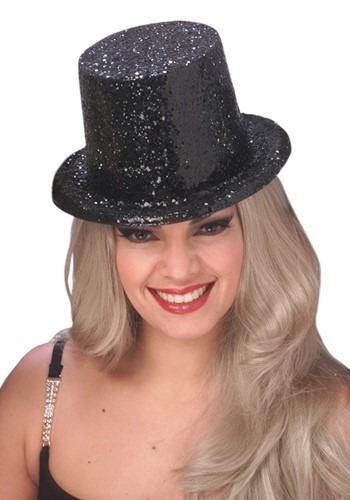 ブラック Glitter Top 帽子 ハット for 大人用s | コスプレ 衣装  仮装 小道具 おもしろい  イベント パーティ 発表会 デコレーション リボン アクセサリー メンズ レディース 子供 おしゃれ かわいい ギフト プレゼント