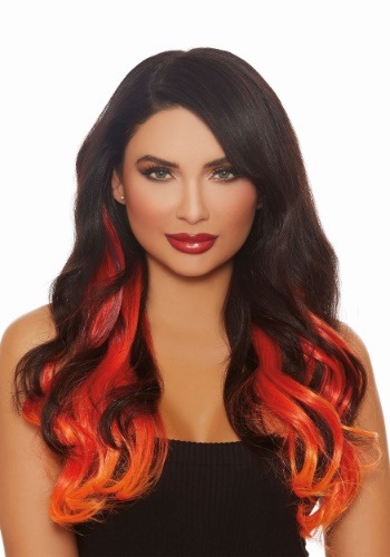 Long Straight 3-Piece Ombre Burg/Red/Orange Hair Extensions | コスプレ 衣装 仮装 小道具 おもしろい イベント パーティ 発表会 デコレーション リボン アクセサリー メンズ レディース 子供 おしゃれ かわいい ギフト プレゼント 7,115円