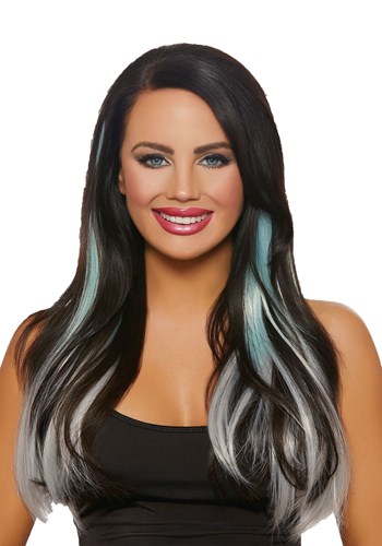 3-Piece Long Straight Ombre Aqua/Grey Hair Extensions | コスプレ 衣装 仮装 小道具 おもしろい イベント パーティ 発表会 デコレーション リボン アクセサリー メンズ レディース 子供 おしゃれ かわいい ギフト プレゼント