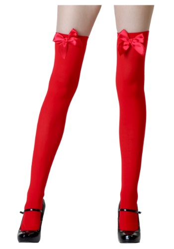 レッド Stockings with レッド Bows | コスプレ 衣装  仮装 小道具 おもしろい  イベント パーティ 発表会 デコレーション リボン アクセサリー メンズ レディース 子供 おしゃれ かわいい ギフト プレゼント