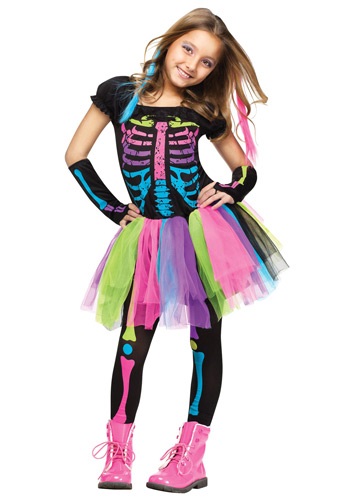 Girls Funky Punky Bones コスチューム | 子供 こども コスプレ 衣装 仮装 かわいい イベント 飾り おもしろ 学芸会 発表会 オシャレ ハロウイン パーティ カワイイ 小学生 キッズ ギフト プレゼント|Mars shop
