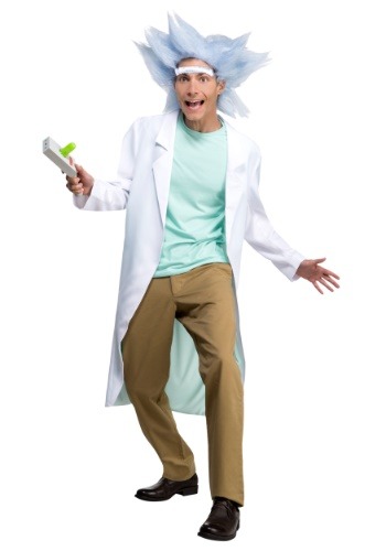 Men's Rick and Morty デラックス Rick コスチューム w/ ウィッグ & Unibrow メンズ コスプレ 衣装 男性 仮装 男性用 イベント パーティ 学芸会 ギフト プレゼント｜Mars shop