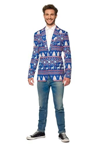 Suitmeister Nordic Christmas Blue Blazer | メンズ コスプレ 衣装 大人 男性 仮装 おしゃれ かっこいい イベント 飾り おもしろ 披露宴 オシャレ ハロウイン パーティ 忘年会 クリスマス ギフト クリスマスギフト｜Mars shop