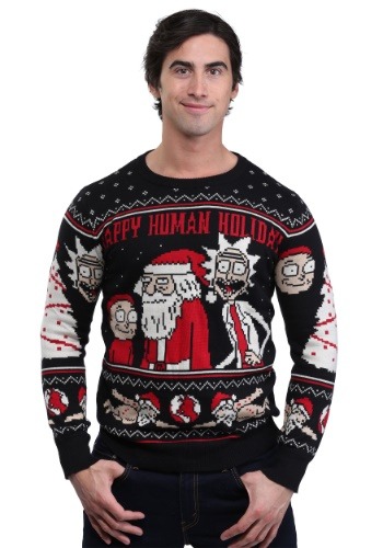 The Rick and Morty Happy Human Holiday 大人用 Knit Sweater メンズ コスプレ 衣装 男性 仮装 男性用 イベント パーティ 学芸会 ギフト プレゼント