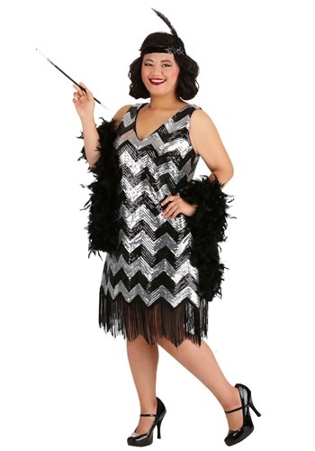 大きいサイズ Fringe Silver and ブラック フラッパー Dress レディース コスプレ 衣装 女性 仮装 女性用 イベント パーティ 学芸会 ギフト プレゼント|Mars shop