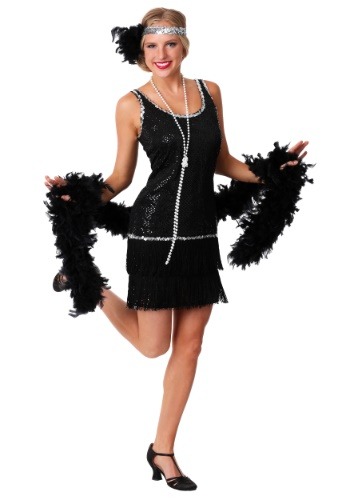 Sequin & Fringe ブラック フラッパー Dress コスチューム レディース コスプレ 衣装 女性 仮装 女性用 イベント パーティ 学芸会 ギフト プレゼント|Mars shop