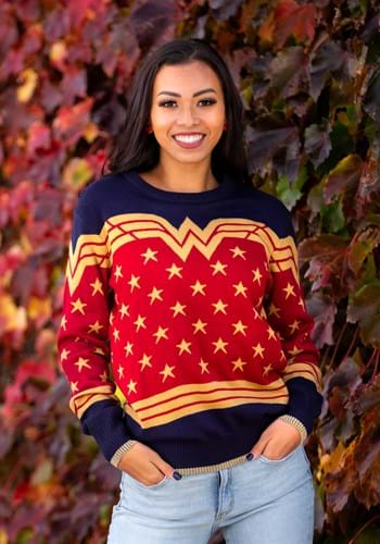 大人用 Wonder Woman Dark Blue Ugly Christmas Sweater | レディース コスプレ 衣装 大人 女性 仮装 可愛い セクシー カワイイ おしゃれ かわいい イベント 飾り おもしろ 宴会 オシャレ ハロウイン パーティ 忘年会 ギフト プレゼント｜Mars shop