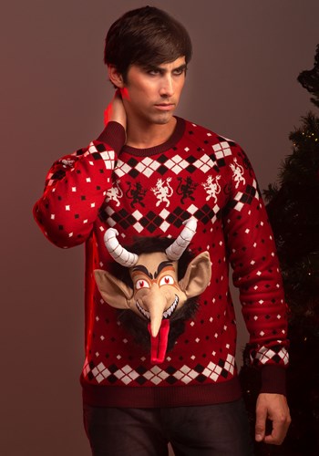 大人用 3D Krampus Head Ugly Christmas Sweater メンズ コスプレ 衣装 男性 仮装 男性用 イベント パーティ 学芸会 ギフト プレゼント｜Mars shop