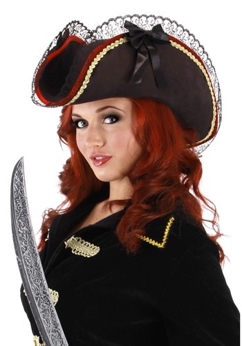 Lady Buccaneer ブラック 帽子 ハット ハロウィン コスプレ 衣装  仮装 小道具 おもしろい  イベント パーティ ハロウィーン 学芸会 学園祭 学芸会 ショー お遊戯会 二次会 忘年会 新年会 歓迎会 送迎会 出し物 余興 誕生日 発表会
