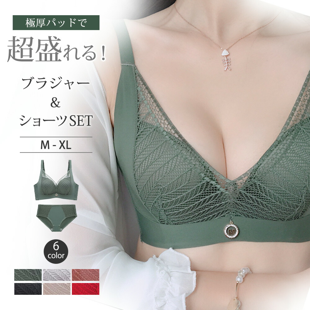 ブラジャー ショーツセット 盛れる サイズアップ 下着 上下セット 送料無料 脇高 極厚