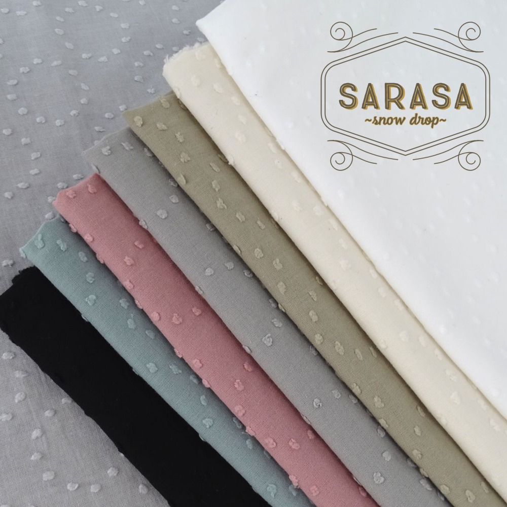 北欧 くすみカラー　サークル スノーカット SARASA~snow drop~【30cm以上10cm単位】約110cm巾/コットン100%/ワンピース/ブラウス/子供服/大人服/手作り/ハンドメイド/かわいい/透け感/涼しい/生地/布/薄手/サークルドット/春/夏/日本製のご紹介