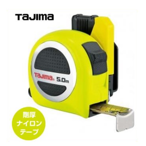 タジマ物の具剛厚スパコン25粍幅 5.0ｍ セフGASFSP2550（米突目盛）黄色磁気テープ 鍵を掛ける手合い 両面目盛り剛厚ナイロンコートテープ【スケール・コンベックス】