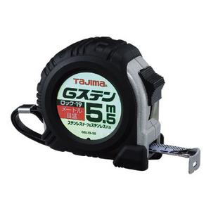 タジマツール Gステン　19mm幅-5.5m　ロックタイプ GSL1955BL（メートル目盛） 両面目盛り　ステンレスバネ　ショックアブソーバー付