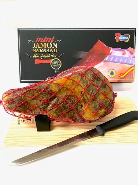 シエテ　エルマノス　スペイン産　ミニハモンセラーノ　原木 セット１kg (ナイフ・専用ホルダー付き）｜食料品のひのや 14,711円