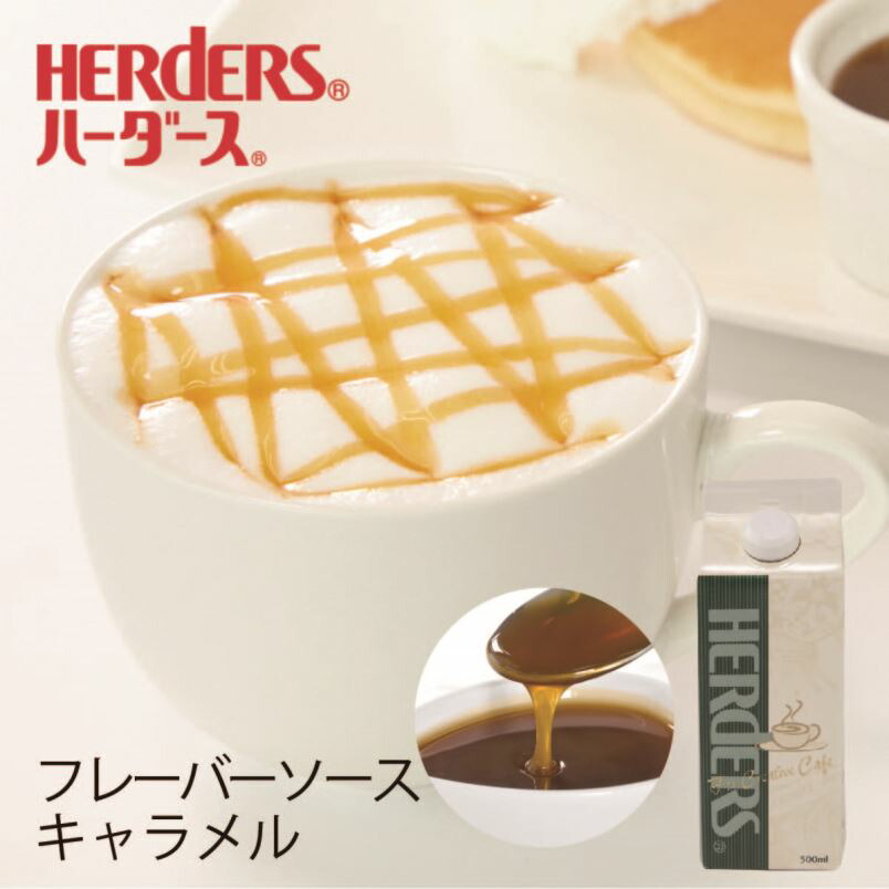 ハーダース カフェ用フレーバーソース<br>キャラメル 500ml <br>キャラメルラテ キャラメルコーヒー 業務用 かき氷シロップ 割材  珈琲シロップ フレーバーコーヒー トッピング 製菓材料 パンケーキ ドリンク コーヒー アレンジ デザート スイーツ ミルク割 牛乳割り 風味 ...