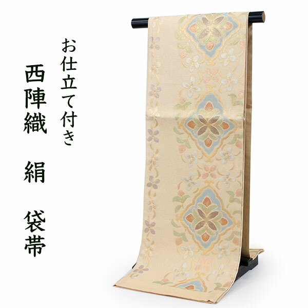 ⑥⓪⑥アール・ヌーヴォー 袋帯 正絹 六通 楽天市場】袋帯 単品 絹 六通柄 未使用 仕立て付き オフホワイト