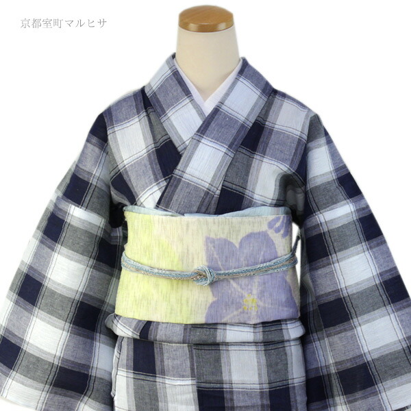 【単衣】木綿着物◆風車模様◆小柄サイズ 木綿着物 単衣 小柄 レトロパターン かすれ 青緑 藍色 仕立て
