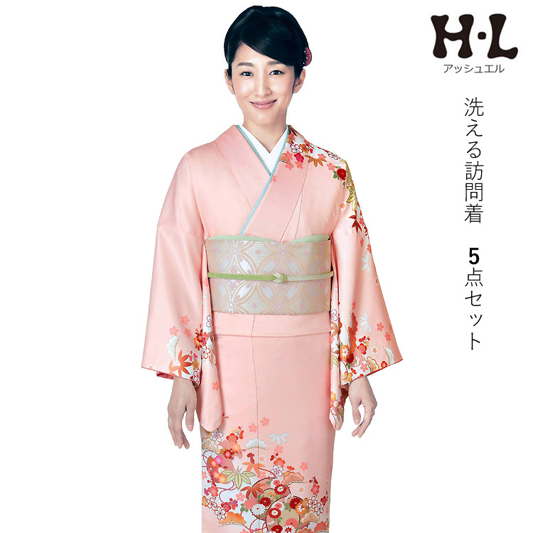 訪問着　フルセット　洋花　金彩加工　洗える着物　l1 楽天市場】訪問着 セット 購入 群青色 吉祥花柄 5点セット