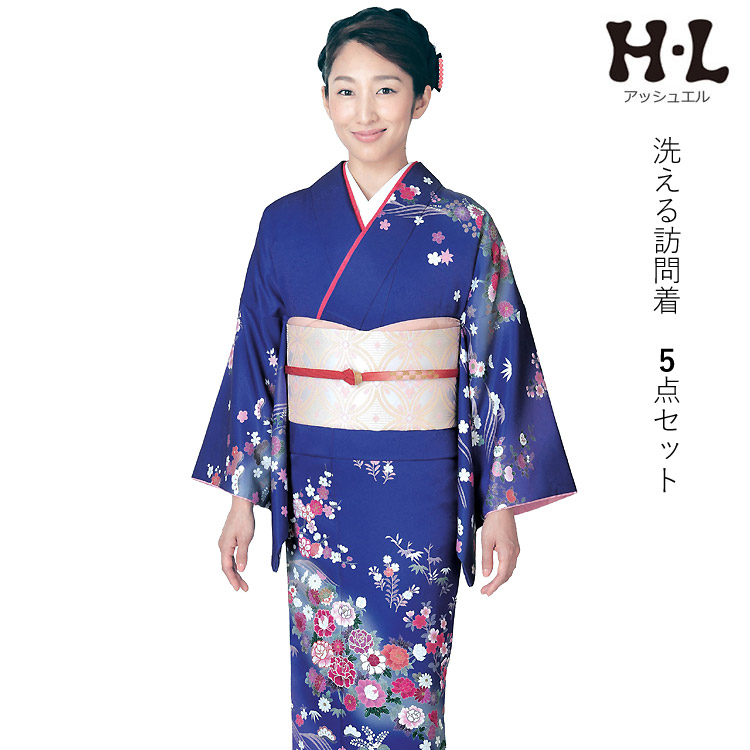 楽天市場】訪問着 セット 購入 群青色 吉祥花柄 5点セット