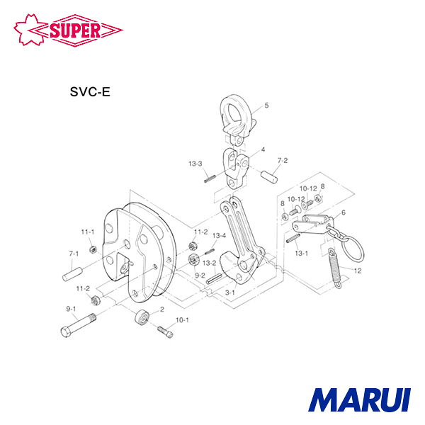 スーパー 立吊クランプ(SVC-E)用カムセット 1S SVT1.5E 【DIY】【工具のMARUI】