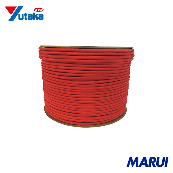 ユタカメイク タイトゴムロープドラム巻 6mm×200m レッド 1巻 PRT22 【DIY】【工具のMARUI】