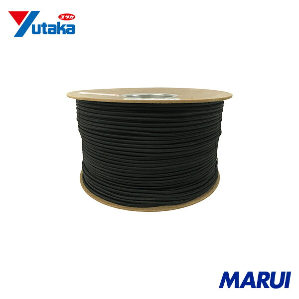 ユタカメイク タイトゴムロープドラム巻 6mm×200m ブラック 1巻 PRT32 【DIY】【工具のMARUI】