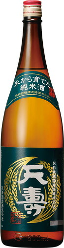 s【送料無料6本セット】 (秋田)天寿 米から育てた純米酒 1800ml|丸石酒店
