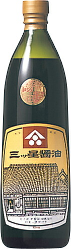 ｓ【送料無料６本入りセット】<BR>（和歌山）三ッ星醤油　900ml　三ツ星醤油（みつぼししょうゆ）　ｋｔ
