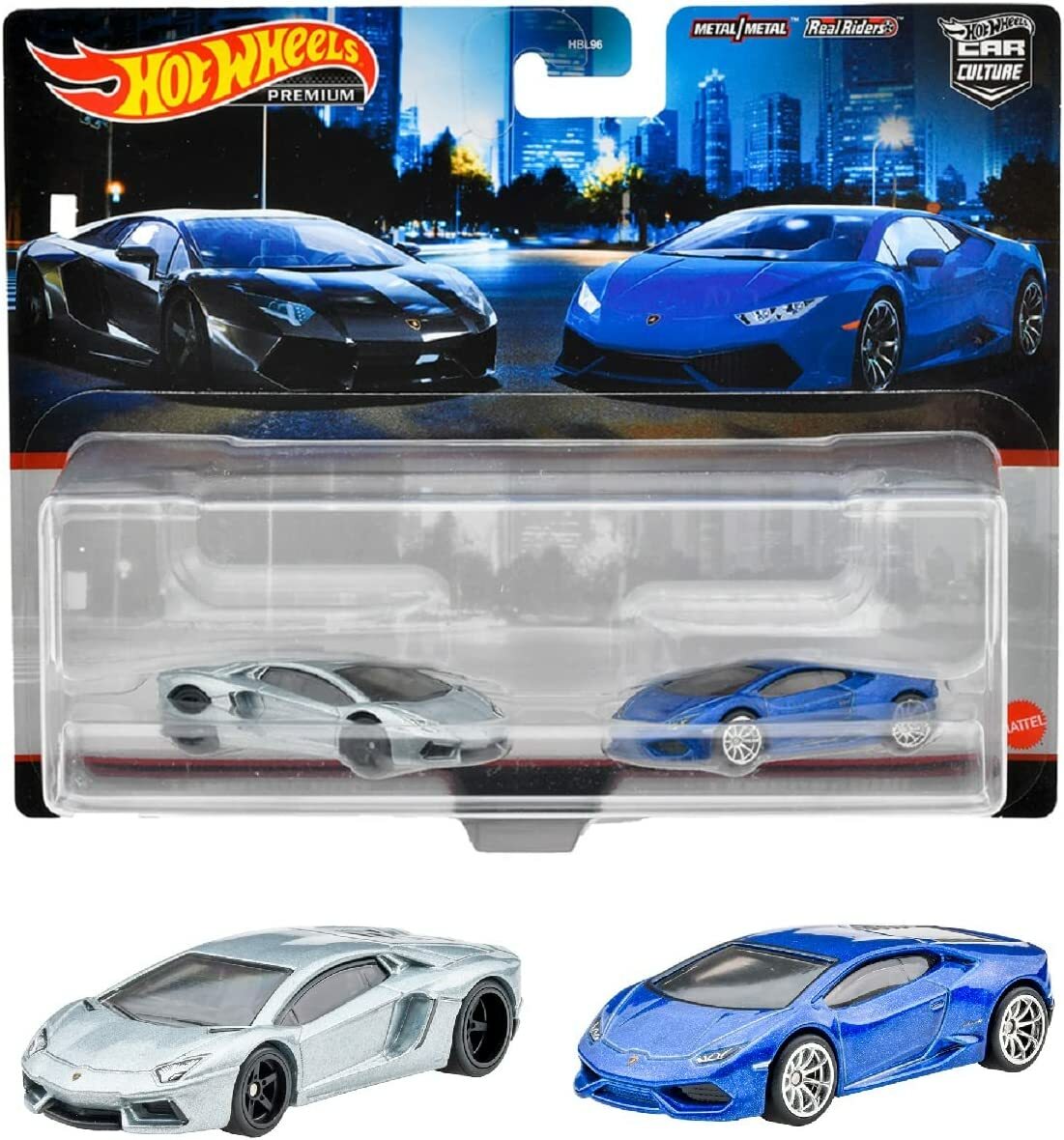 【2022年10月22日発売】ホットウィール(Hot Wheels) プレミアム 2パック ランボルギーニ アヴェンタドール クーペ／ランボルギーニ  ウラカン LP 610-4 【3才~】 HFF32 | 丸伊商事楽天市場店