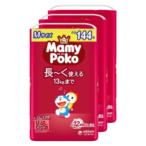 パンツ Mサイズマミーポコ パンツ ドラえもん オムツ（6~13kg）144枚（48枚×3）［ケース品］
