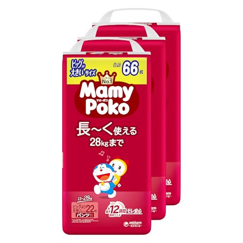 パンツ ビッグより大きいサイズマミーポコ パンツ ドラえもん オムツ(13~28kg)66枚(22枚×3)〔ケース品〕