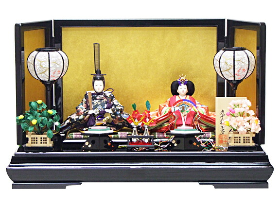 手数料安い 57cm 雛人形 コンパクト 親王飾り 金襴裳着柳親王金屏風黒塗平台飾 株 丸十人形工房 人形と結納 高知インター店 Www Faan Gov Ng