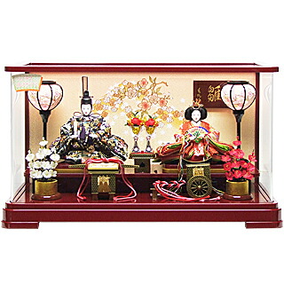 【雛人形　ケース飾り】144009　金襴衣裳着親王朱塗パノラマケース飾｜【株】丸十人形工房　人形と結納 58,020円