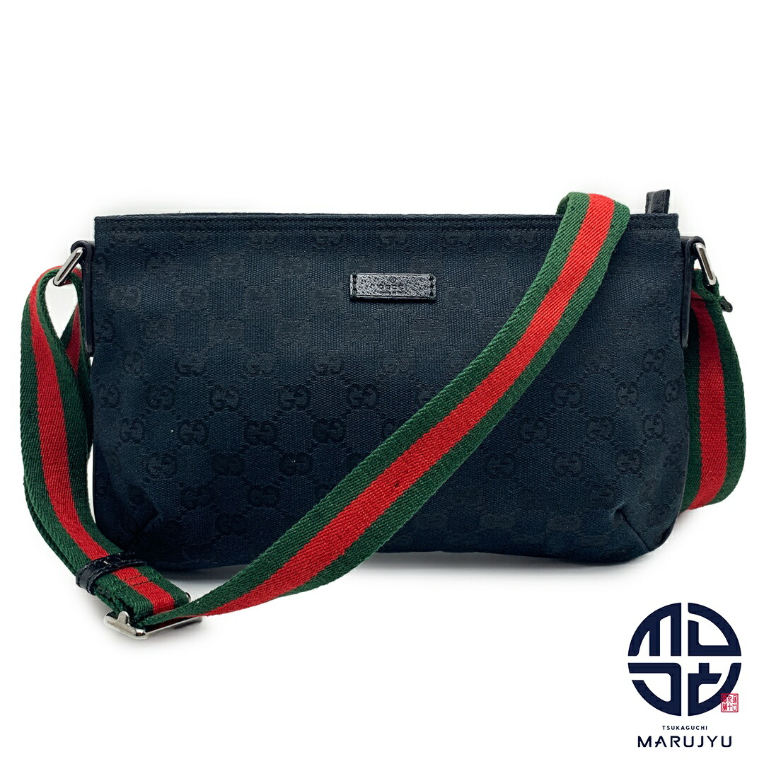 良品 ✨ GUCCI シェリーライン キャンバス ショルダーバッグ ブラック GUCCI グッチ シェリーラインショルダーバッグ ブラック