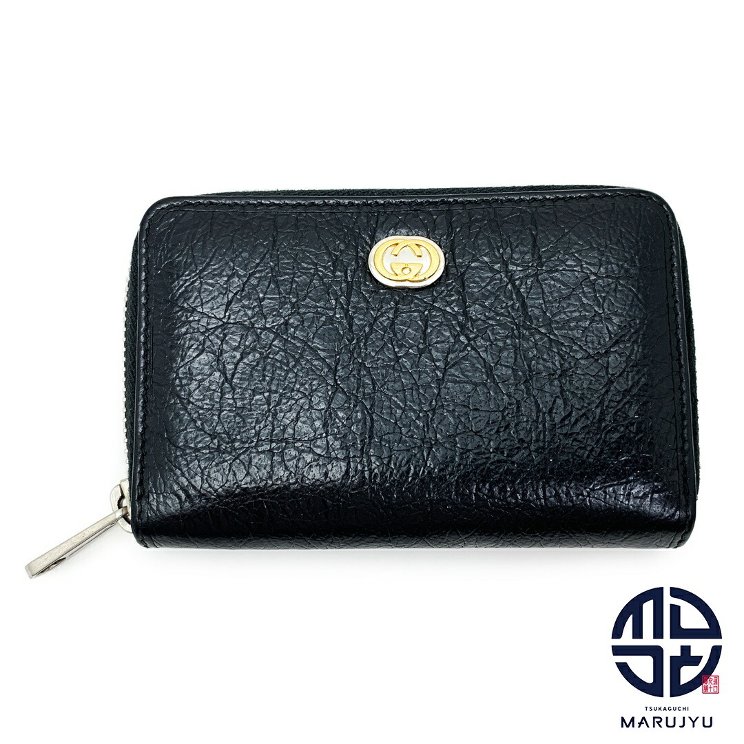 大和　GUCCI グッチ ブラック レザー　コインケース 小銭入れ 財布 GUCCI - GUCCI グッチ ロゴ コインケース 小銭入れ 財布 レザー