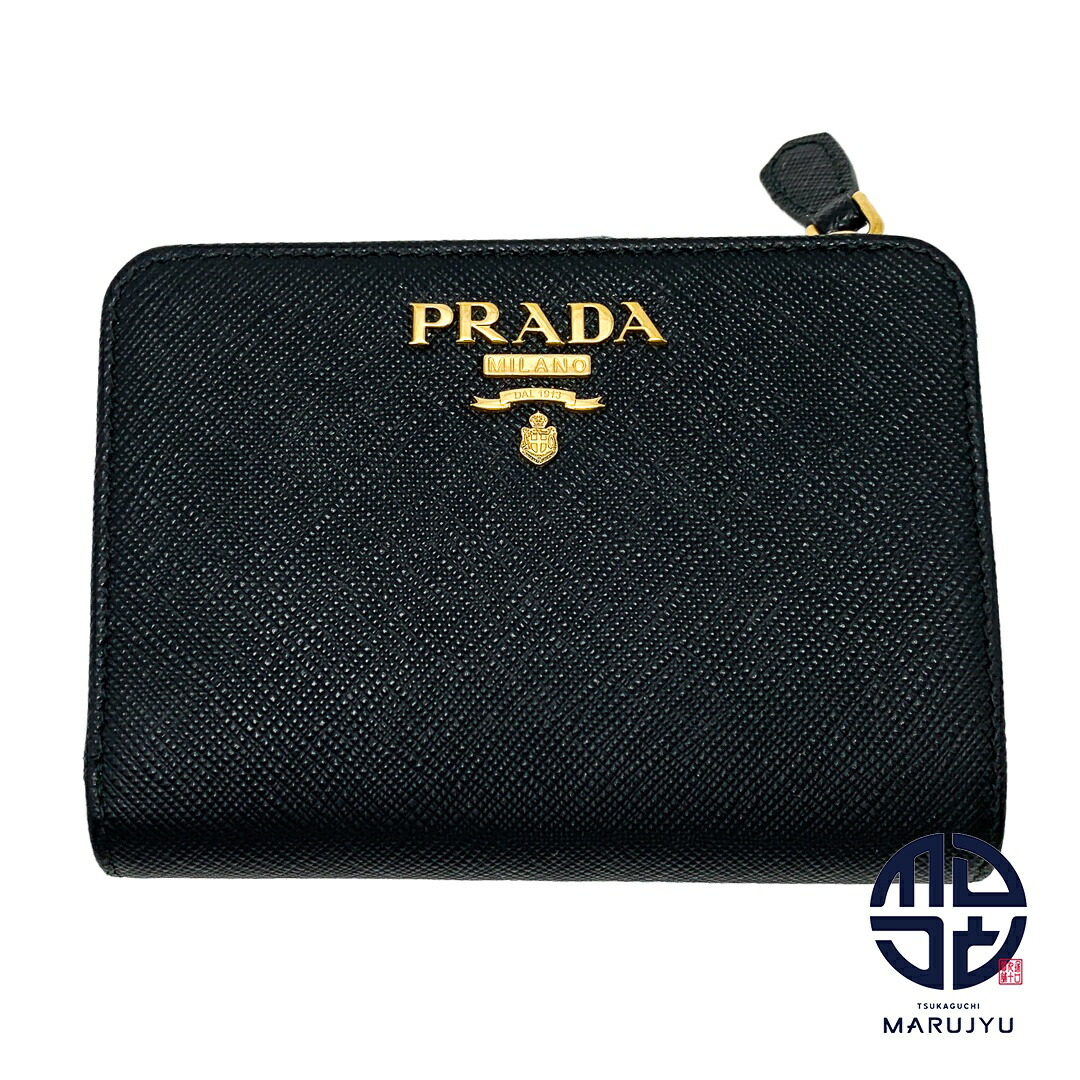 箱付き　PRADA 財布　スモールパットウォレット　黒　ミニ財布 楽天市場】プラダ 財布 ミニ財布 二つ折り ネロ ブラック 黒