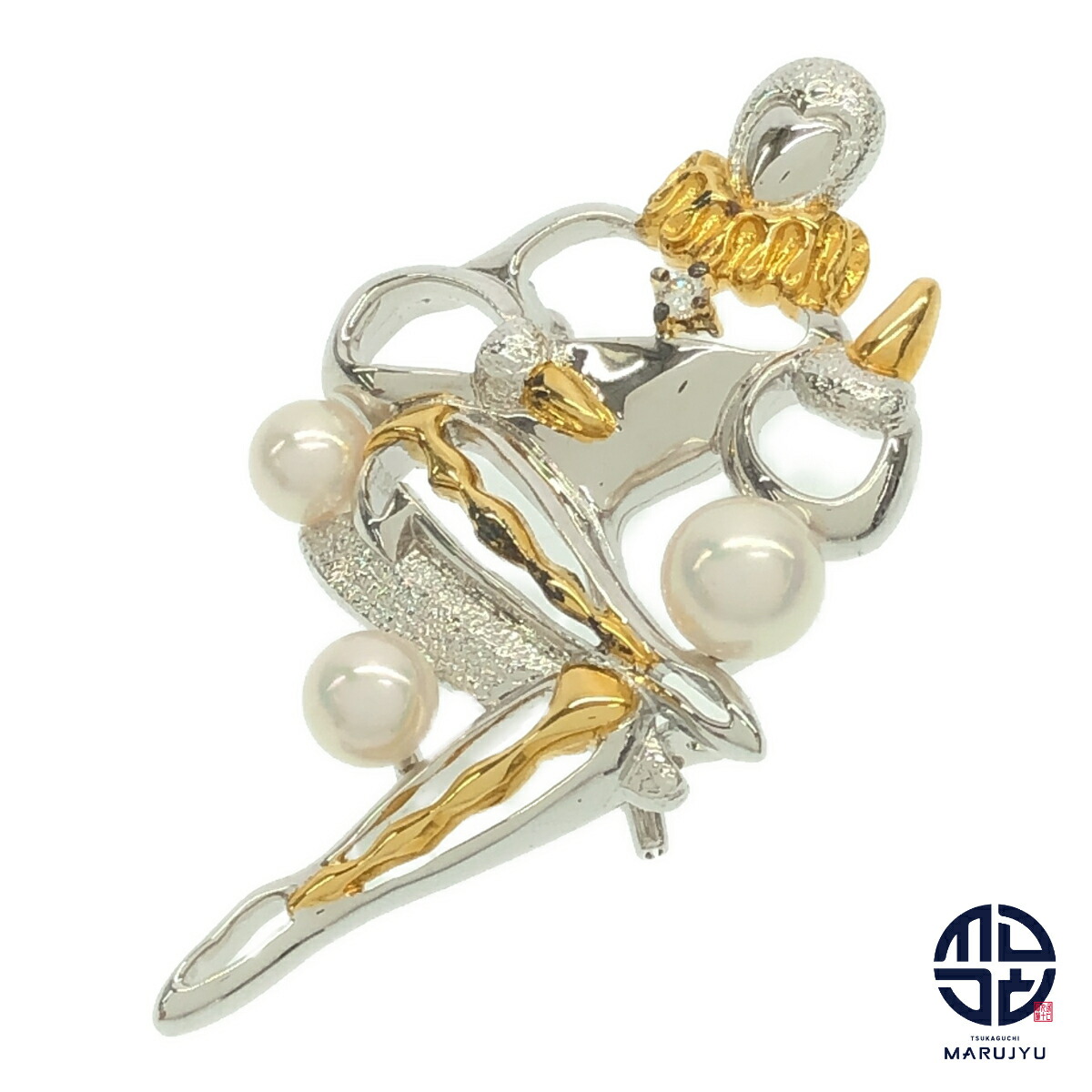 楽天市場】【緑屋質屋】ミキモト パール ブローチ ピエロ/三日月 SV925