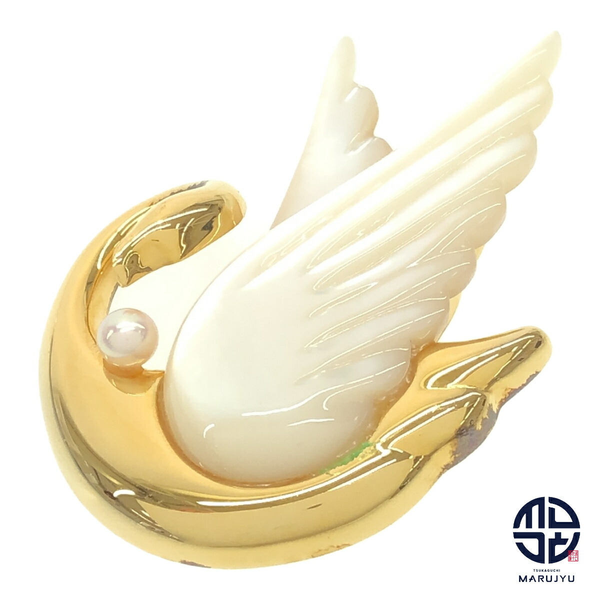 田崎真珠　TASAKI 白鳥デザイン ブローチ 　刻印なし 田崎真珠 TASAKI 白鳥デザイン ブローチ 刻印なし