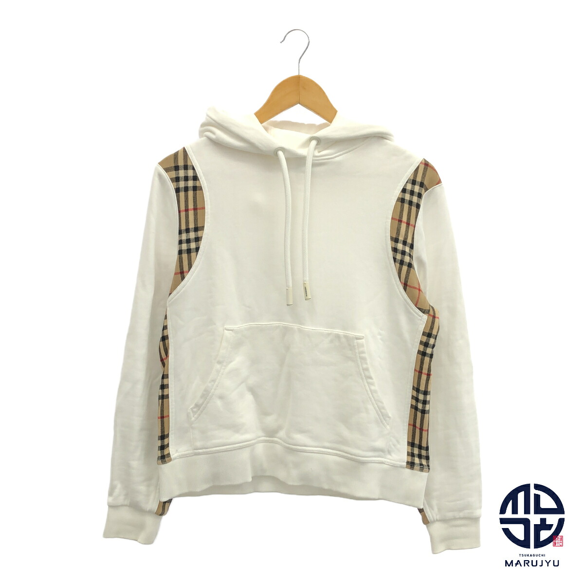 BURBERRY バーバリー ヴィンテージチェックパネル フーディ パーカー XSサイズ ブランド レディース アパレル 服 トップス スウェット 白 ホワイト【中古】|塚口丸十質舗