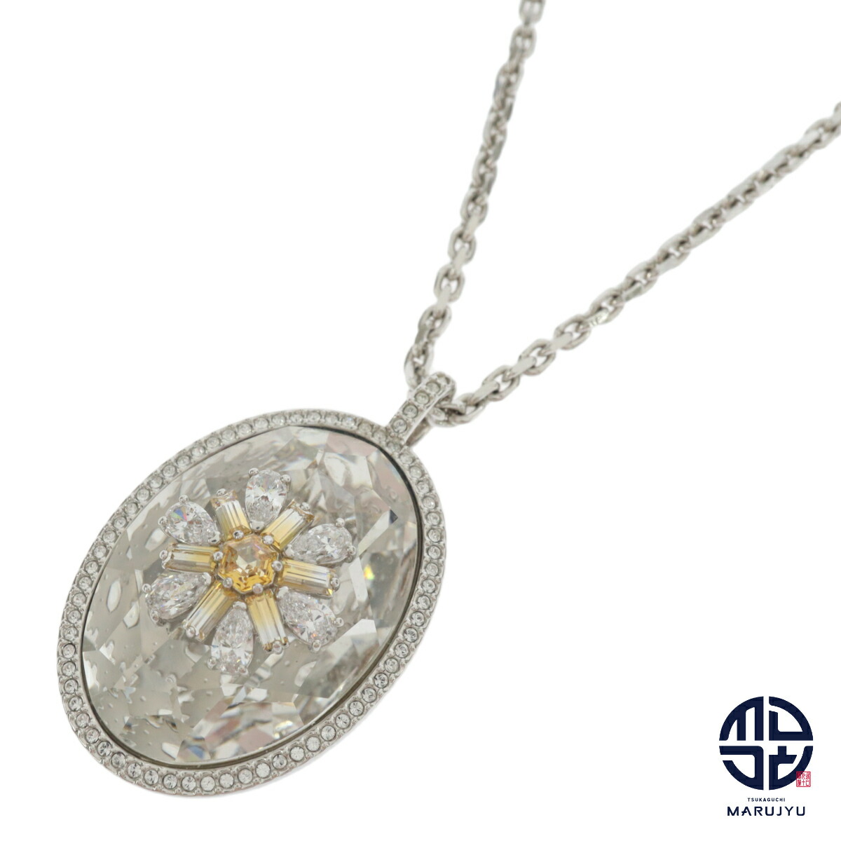 SWAROVSKI スワロフスキー Idyllia イディリア オーバル フラワー 花 ペンダント ロングネックレス ジュエリー アクセサリー【中古】|塚口丸十質舗