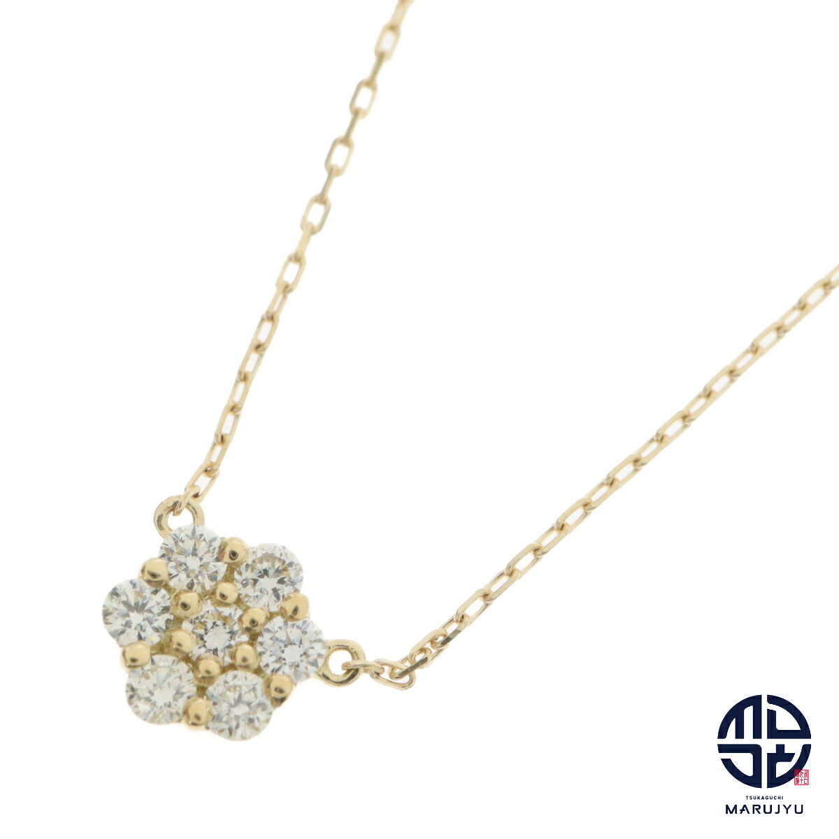 AHKAH アーカー Au750YG K18 18金イエローゴールド ダイヤ0.12ct フラワーモチーフ お花 エクレラージュ ネックレス AK1923010100 ジュエリー アクセサリー ブランド【中古】｜塚口丸十質舗