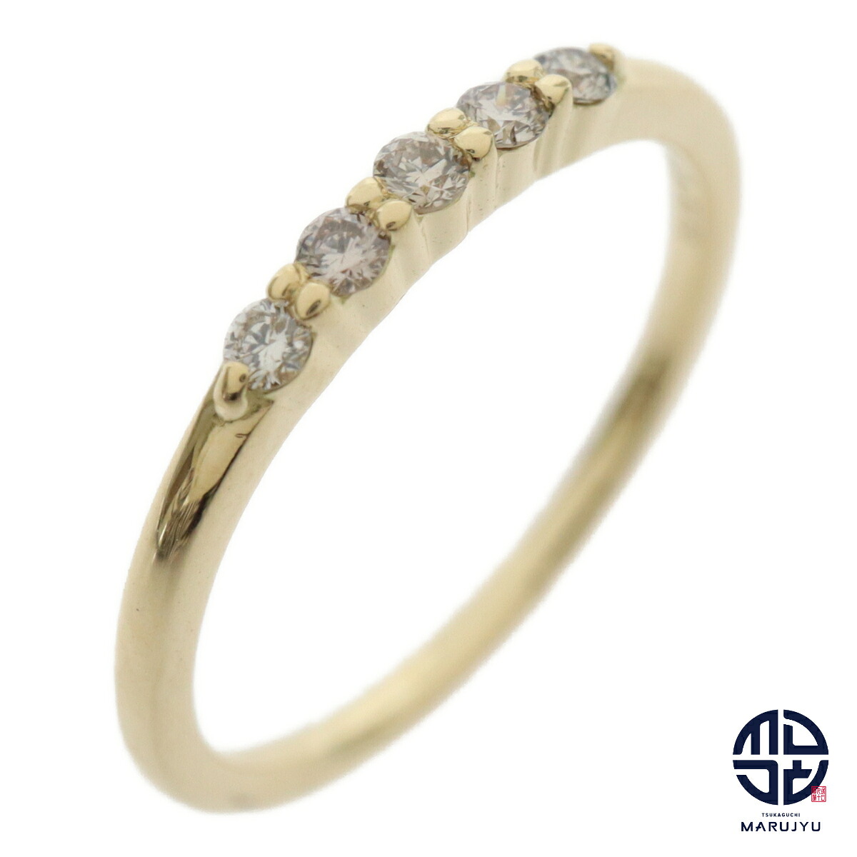 AHKAH アーカー K18YG 18金イエローゴールド ダイヤ0.10ct ダイヤ5P リング指輪ジュエリー アクセサリー 約4号 ピンキーリング スキンジュエリー 華奢リング【中古】|塚口丸十質舗