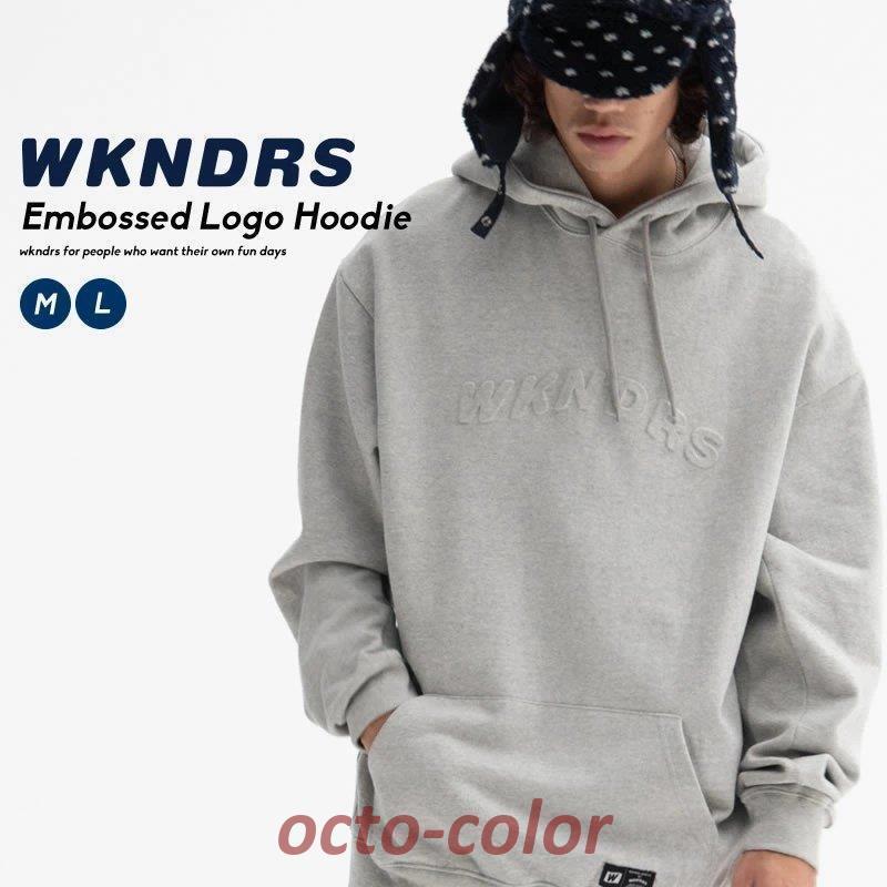 WKNDRS ウィークエンダーズ エンボスロゴフーディー グレー メンズ パーカー プルオーバー スウェット 裏起毛｜maruk shop