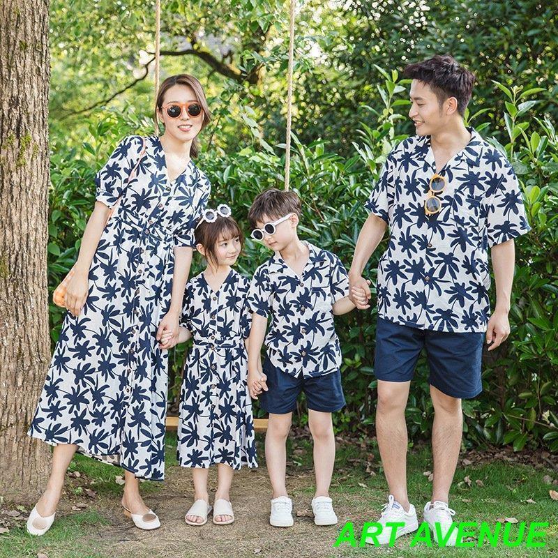 アロハシャツ メンズ キッズ 親子 繋がり コーデ 親子 ありの実ルック 親子お一揃え 母の日 親子ありの実 好一対服 花柄溜まり場衣装 上下セットアップ 夏 海 ワンピース-キッズファッション-キッズ・ベビー・マタニティ